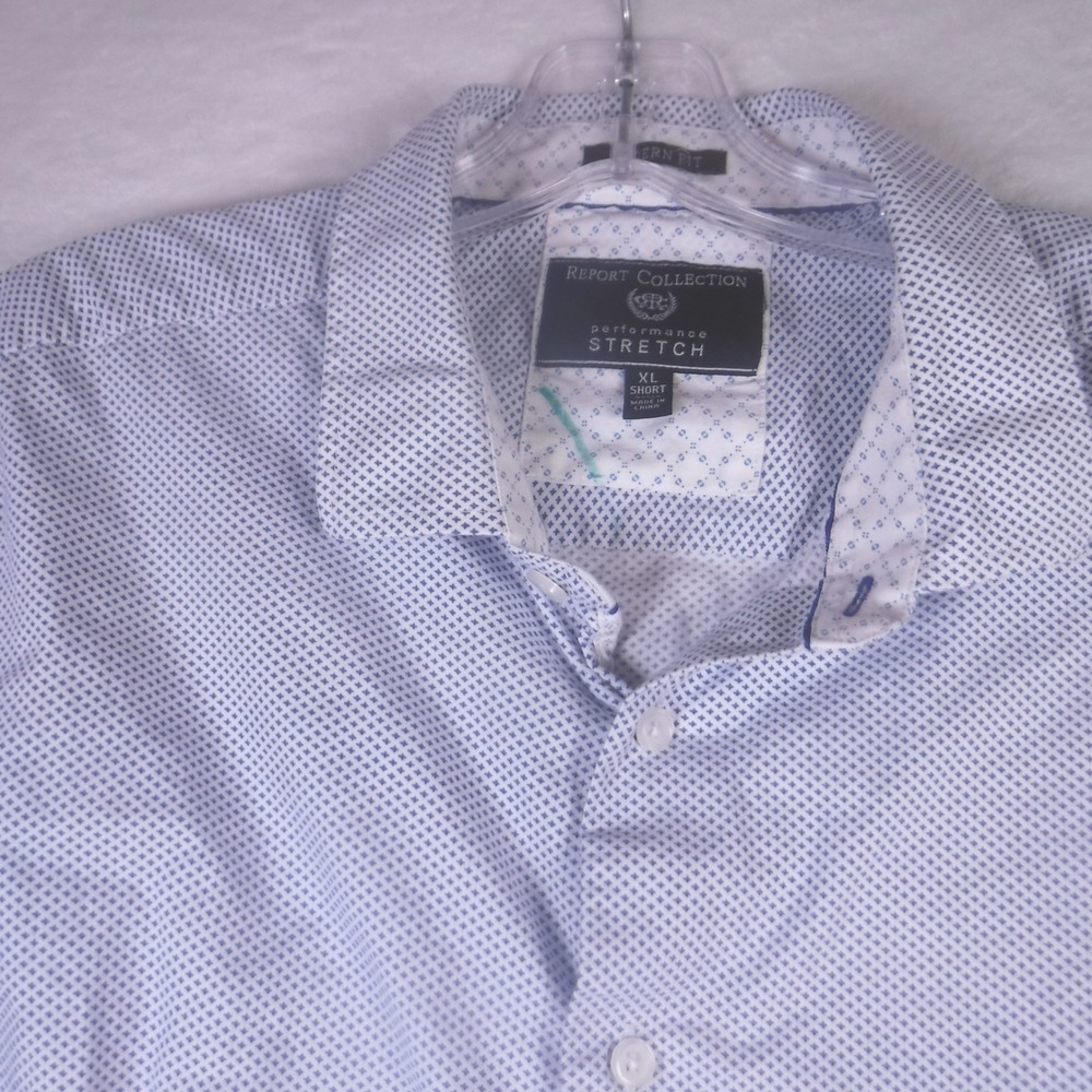 Report Collection Mens XL Short Modern Fit Performance Stretch Button Down Shirt
